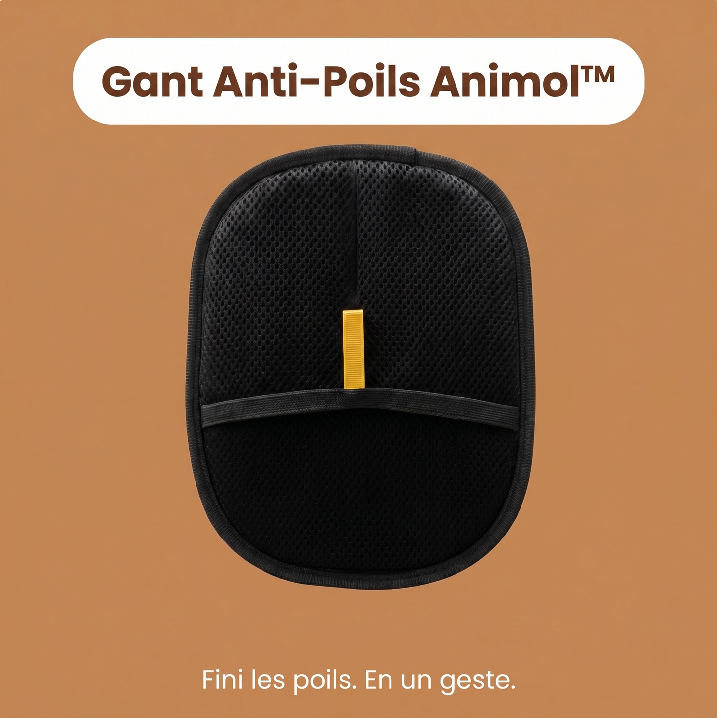 Gant Anti-Poils Animol™ sur fond caramel