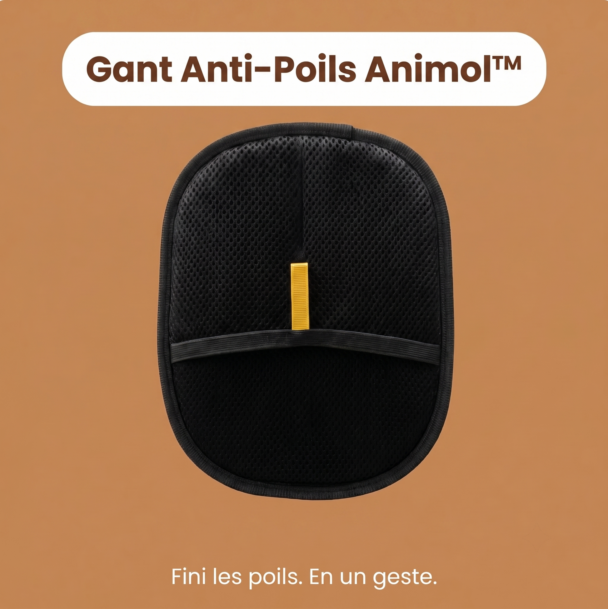 Gant Anti-Poils Animol™ sur fond caramel