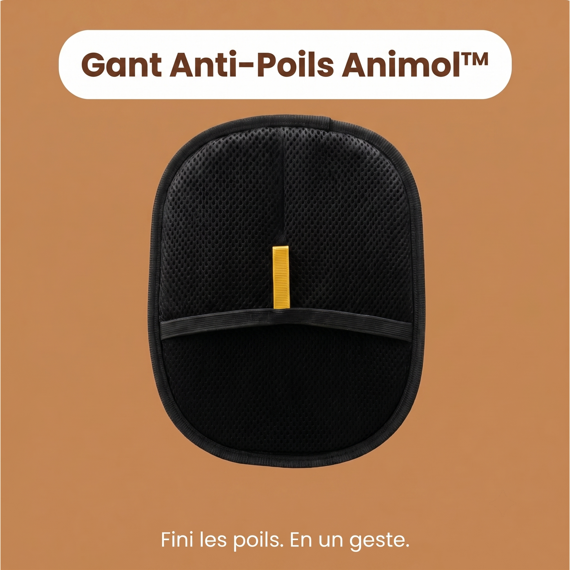 Gant Anti-Poils Animol™ sur fond caramel